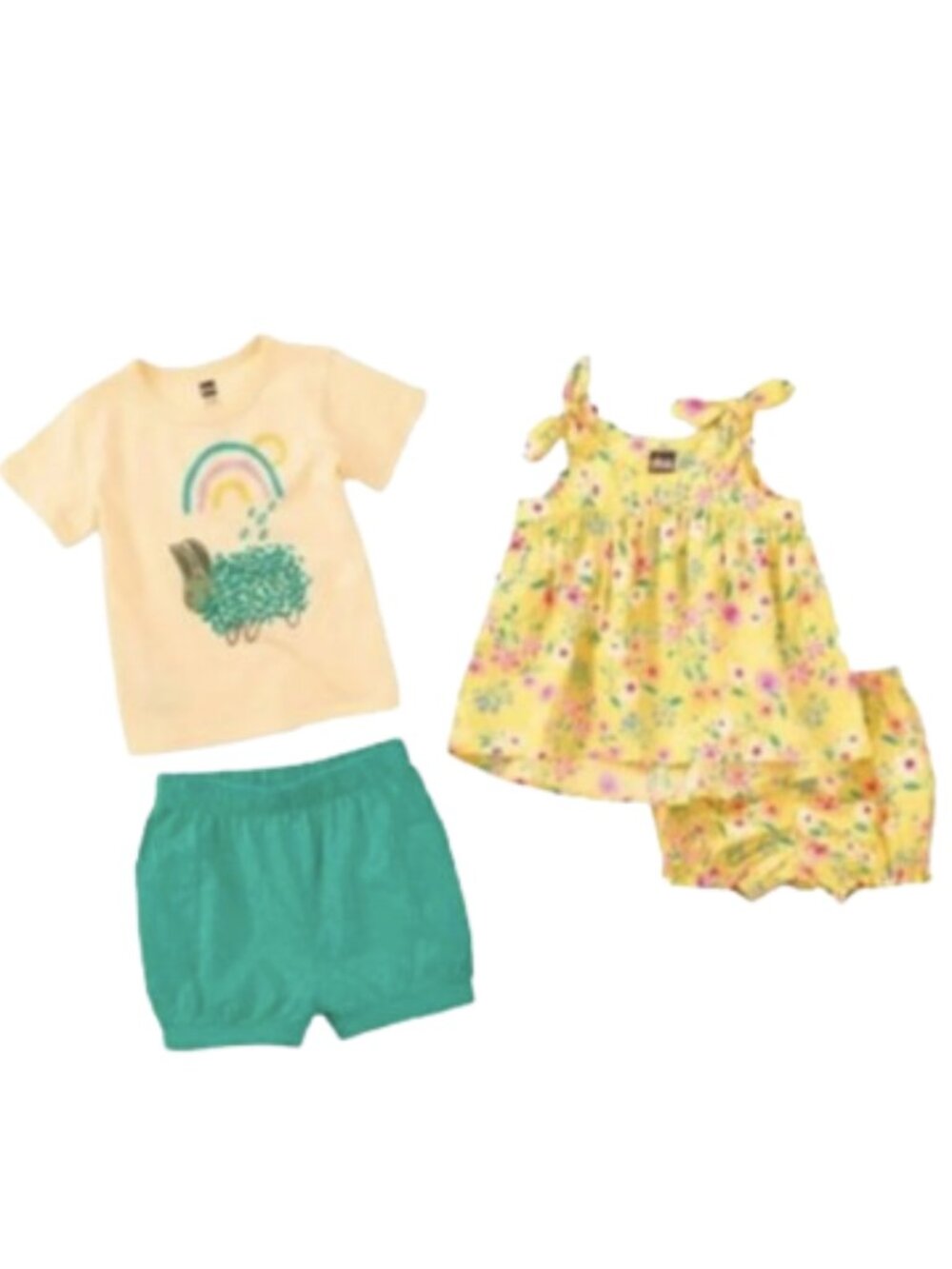 🌿🐇 Tea Bunny Tee, Bubble Pocket Shorts & Tie Shoulder Top Set [9-12M] 🐇🌿